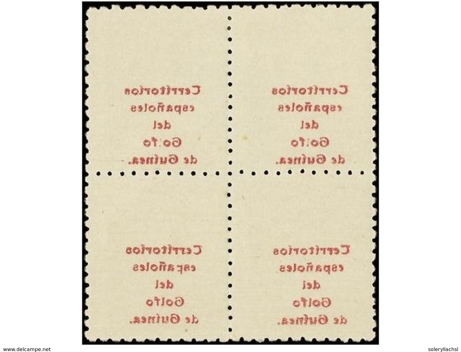 1096 * COLONIAS ESPAÑOLAS: GUINEA. Ed.271. <B>15 Cts. S. 2 Pts.</B> Bloque De Cuatro. <B>HABILITACIÓN ROJA</B> Calcada A - Autres & Non Classés