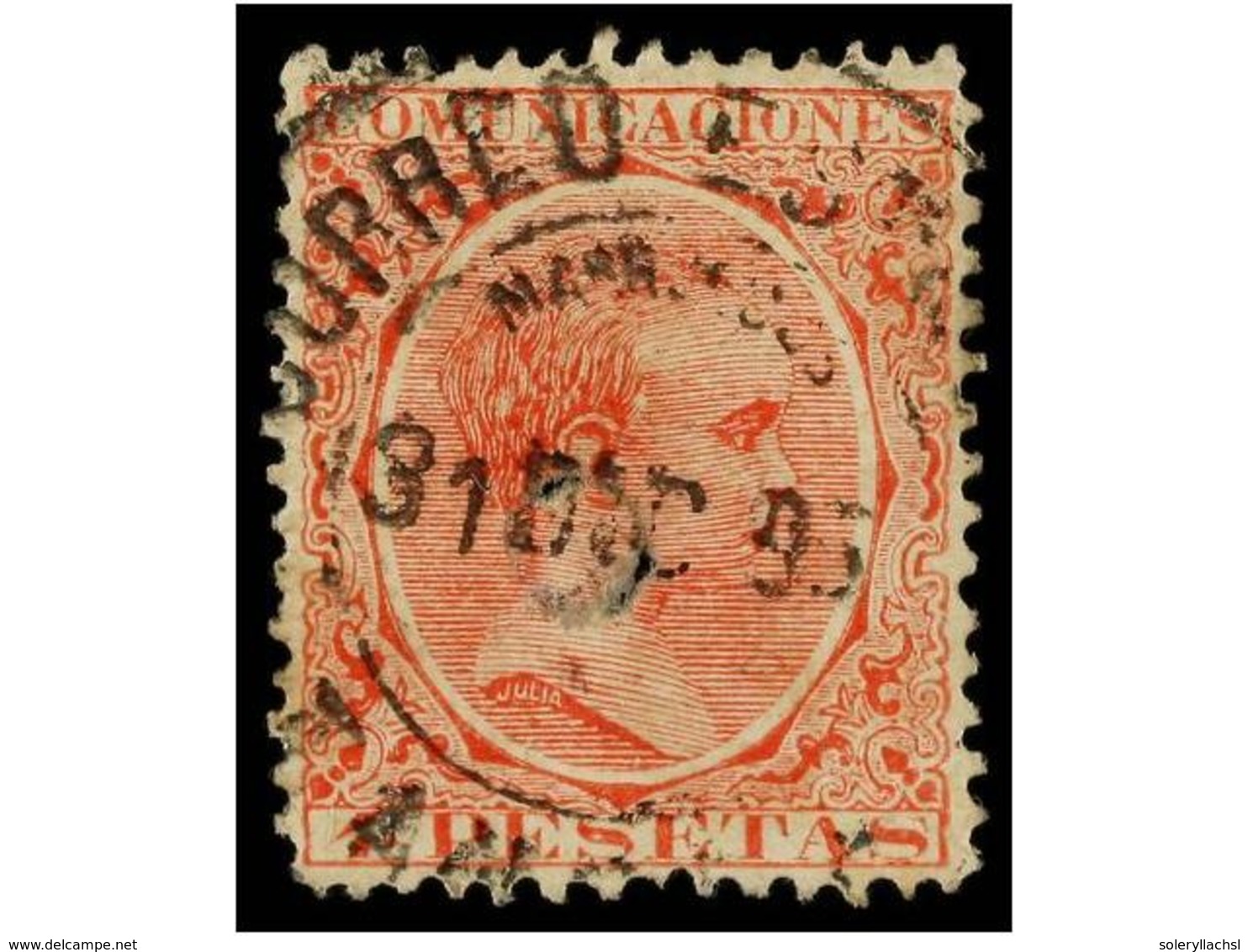 1124 ° MARRUECOS. <B>4 Pts. ALFONSO XIII (Pelón)</B>. <B>FALSO POSTAL </B>tipo II (Graus 313 II) Usado Para Telégrafos ( - Autres & Non Classés