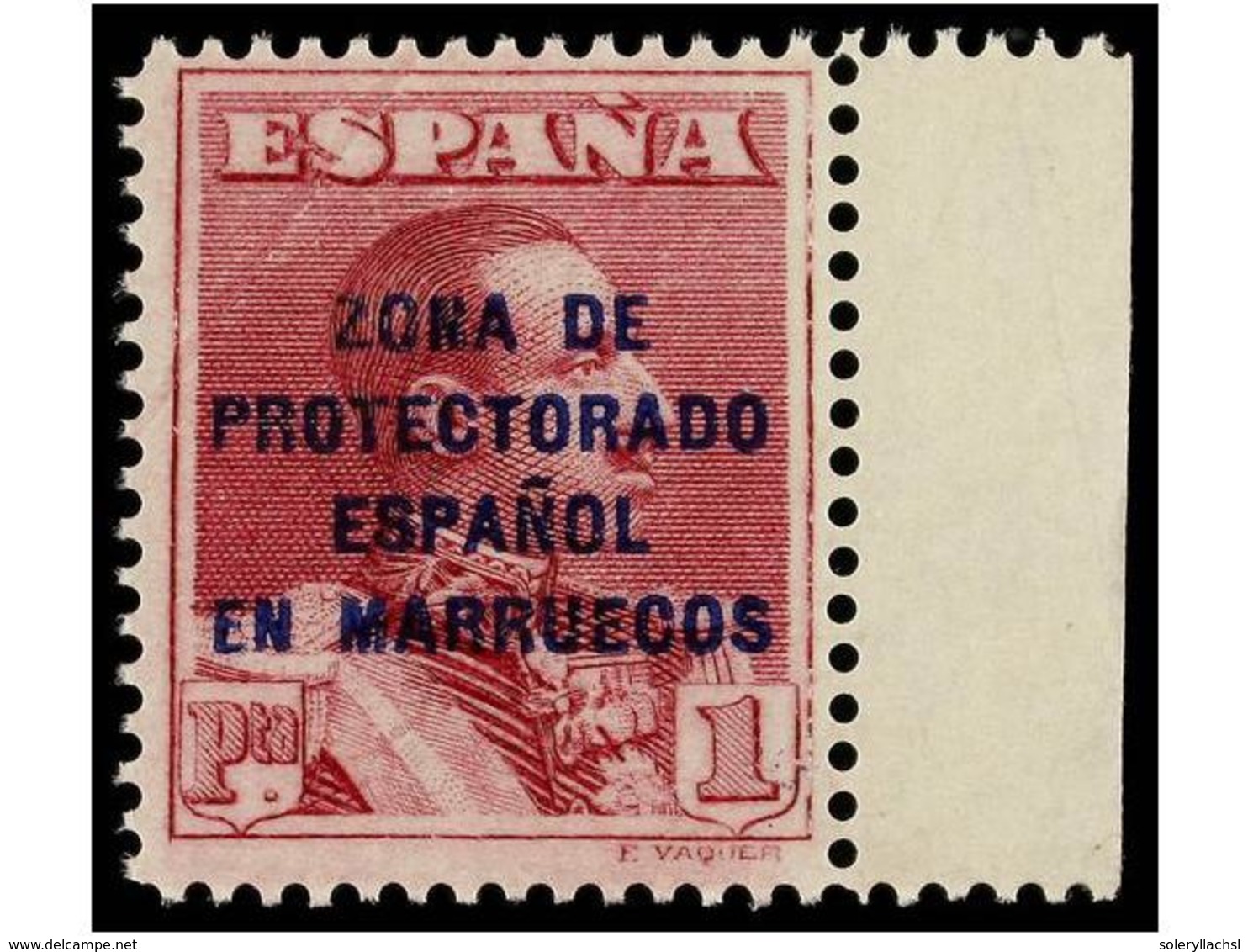 1164 ** COLONIAS ESPAÑOLAS: MARRUECOS. Ed.NE 7. <B>NO EMITIDO. 1 Pta.</B> Lila Rosa. LUJO. Cat. +230€. - Autres & Non Classés