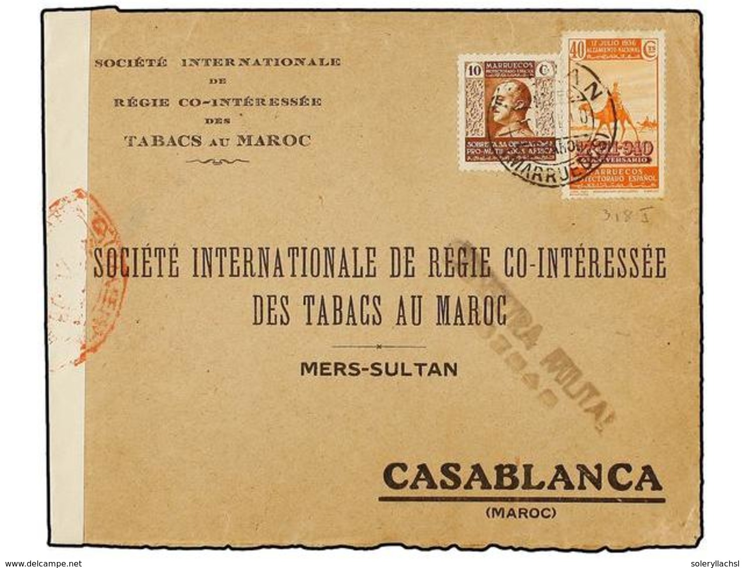 1202 MARRUECOS. Ed.225. 1940. TETUAN A BARCELONA. <B>40 Cts.</B> Amarillo Y Sello De <B>BENEFICENCIA</B> De <B>10 Cts.</ - Otros & Sin Clasificación