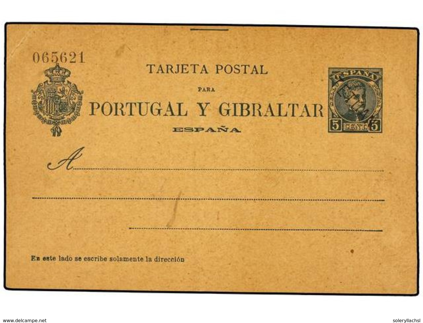 1212 MARRUECOS. 1908. Entero Postal De <B>5 Cts.</B> Verde Con Habilitación <B>TETUAN</B> En Negro. Rarísimo, No Reseñad - Autres & Non Classés