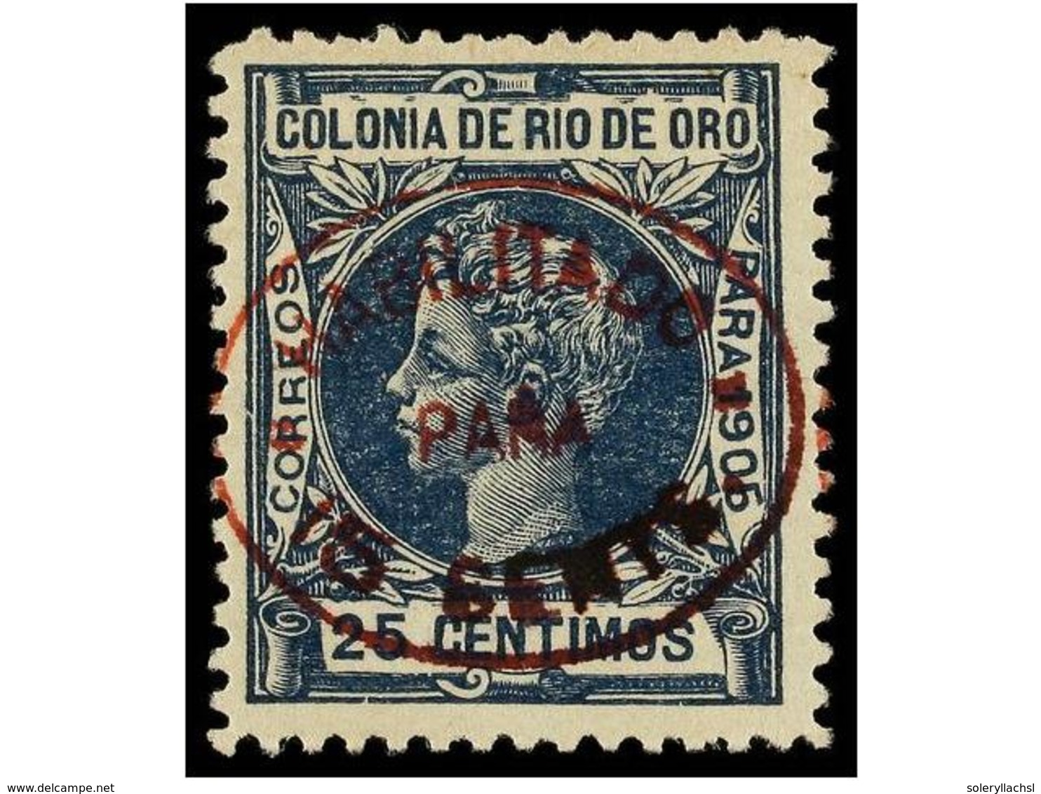 1225 * COLONIAS ESPAÑOLAS: RIO DE ORO. Ed.17. <B>15 Cts. S. 25 Cts.</B> Azul. Excelente Centraje. Cat. 340€. - Autres & Non Classés