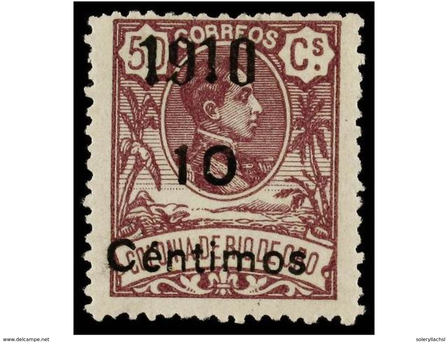 1231 * COLONIAS ESPAÑOLAS: RIO DE ORO. <B>NO EMITIDO. PROVISIONAL DE 1910. 10 Cents. S. 50 Cts.</B> Lila, Habilitación E - Autres & Non Classés