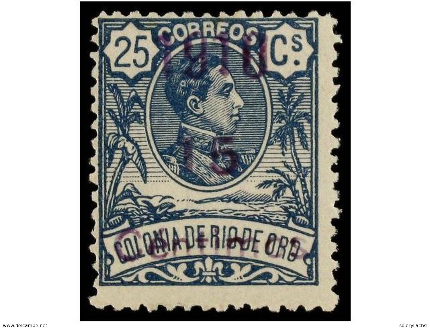1233 * COLONIAS ESPAÑOLAS: RIO DE ORO. <B>NO EMITIDO. PROVISIONAL DE 1910. 15 Cts. S. 25 Cts.</B> Auzl, Habilitación En  - Autres & Non Classés