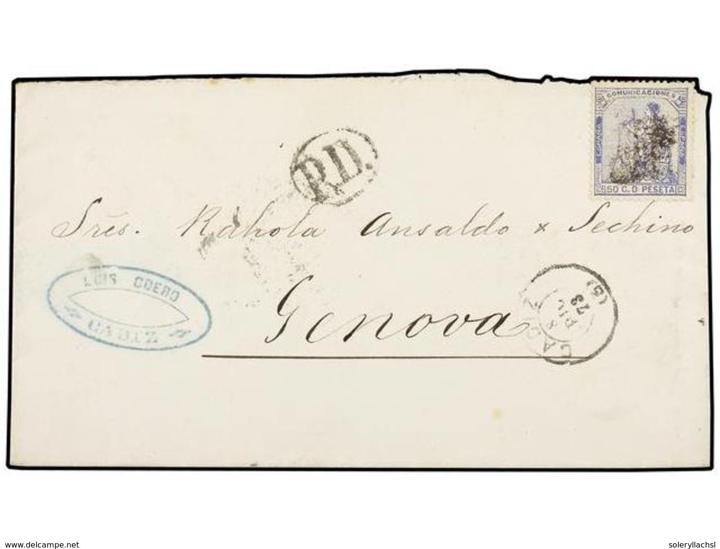 1295 LOTES Y COLECCIONES. 1869-74. Conjunto De 6 Cartas Circuladas A ITALIA. Diferentes Franqueos. - Autres & Non Classés