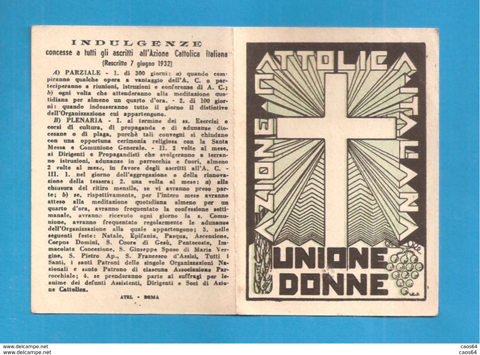 TESSERA AZIONE CATTOLICA ITALIANA DONNE   1938 DIOCESI BISTAGNO ACQUI ASTI - Tarjetas De Membresía