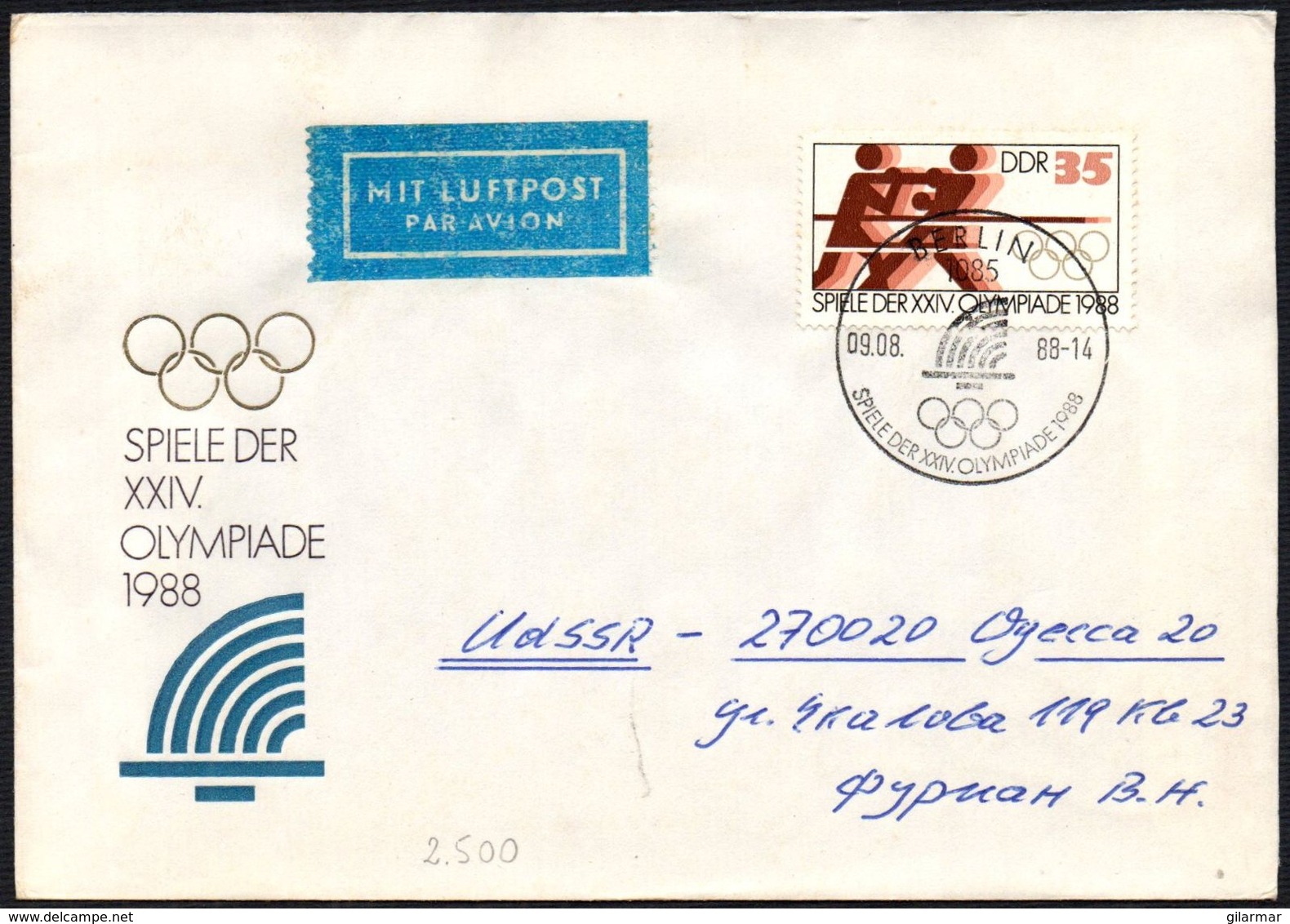 BOXING - DEMOCRATIC GERMANY BERLIN 1988 - OLYMPIC GAMES SEOUL 1988 - MAILED ENVELOPE - Zomer 1988: Seoel