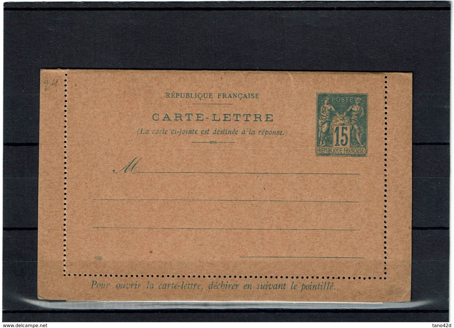 CTN27 - CARTE LETTRE SAGE 15c  AVEC REPONSE PAYEE STORCH J51 DATE 926  NEUVE TTB - Cartes-lettres