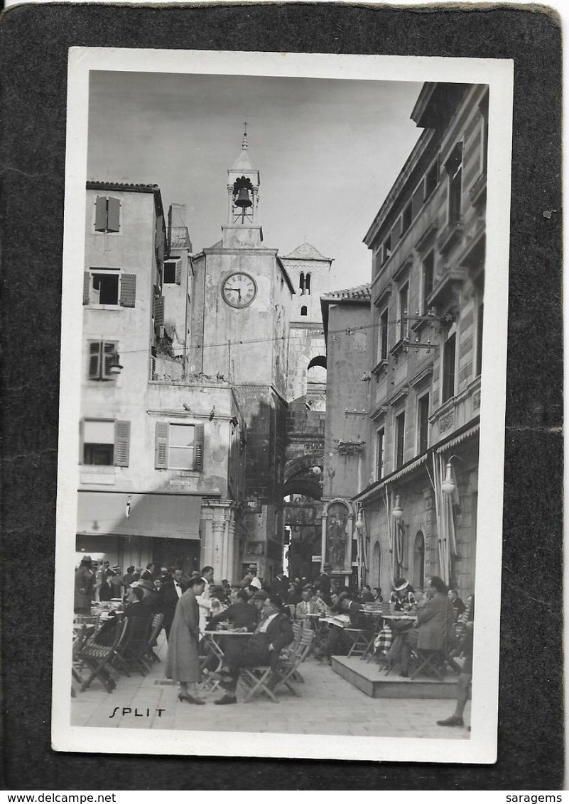 Zagreb,Jugoslavia-"Split"1n The Town Centrale RPPC 1930s - Antique Real Photo Postcard - Yugoslavia