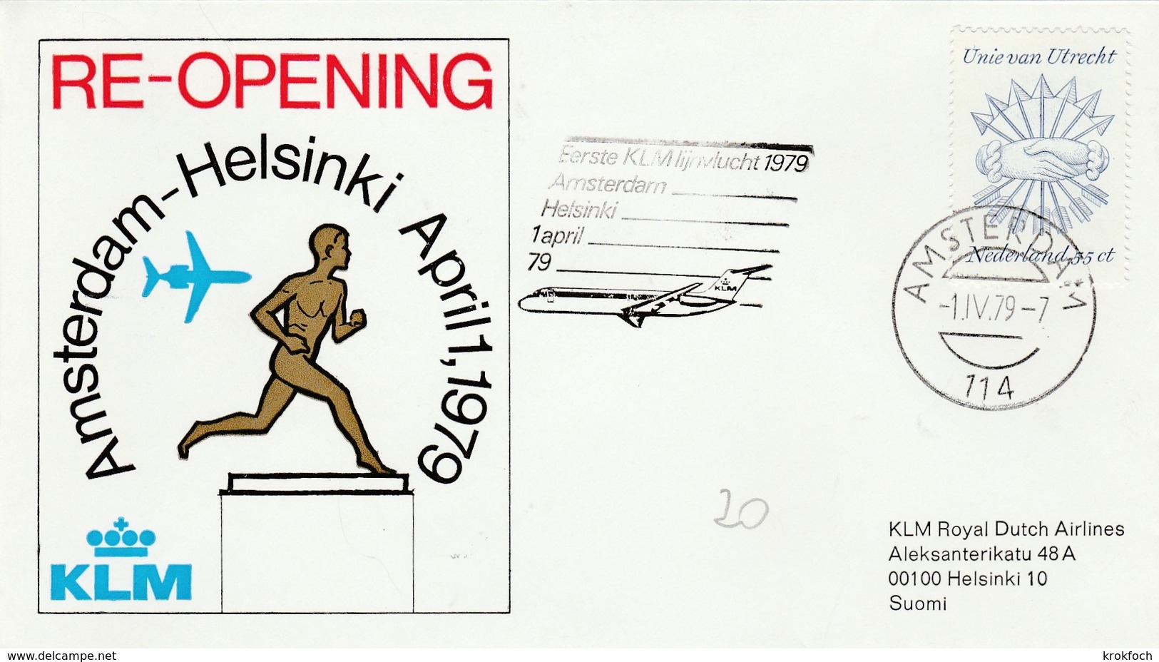 Amsterdam Helsinki 1979 KLM - Re-opening - Inaugural Flight Erstflug 1er Vol - Lettres & Documents