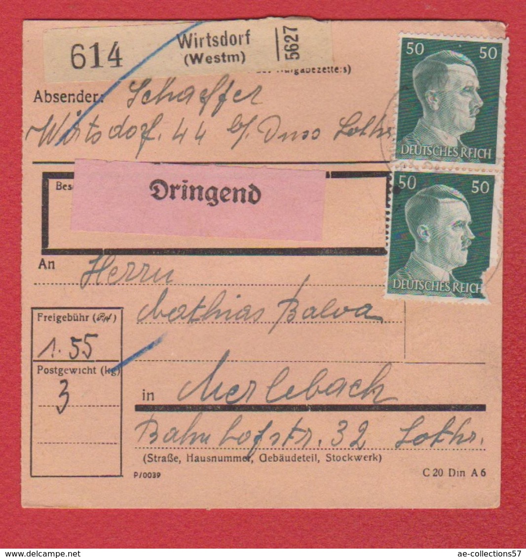 Colis Postal Départ Wirtsdorf -  22/9/1943 - Lettres & Documents