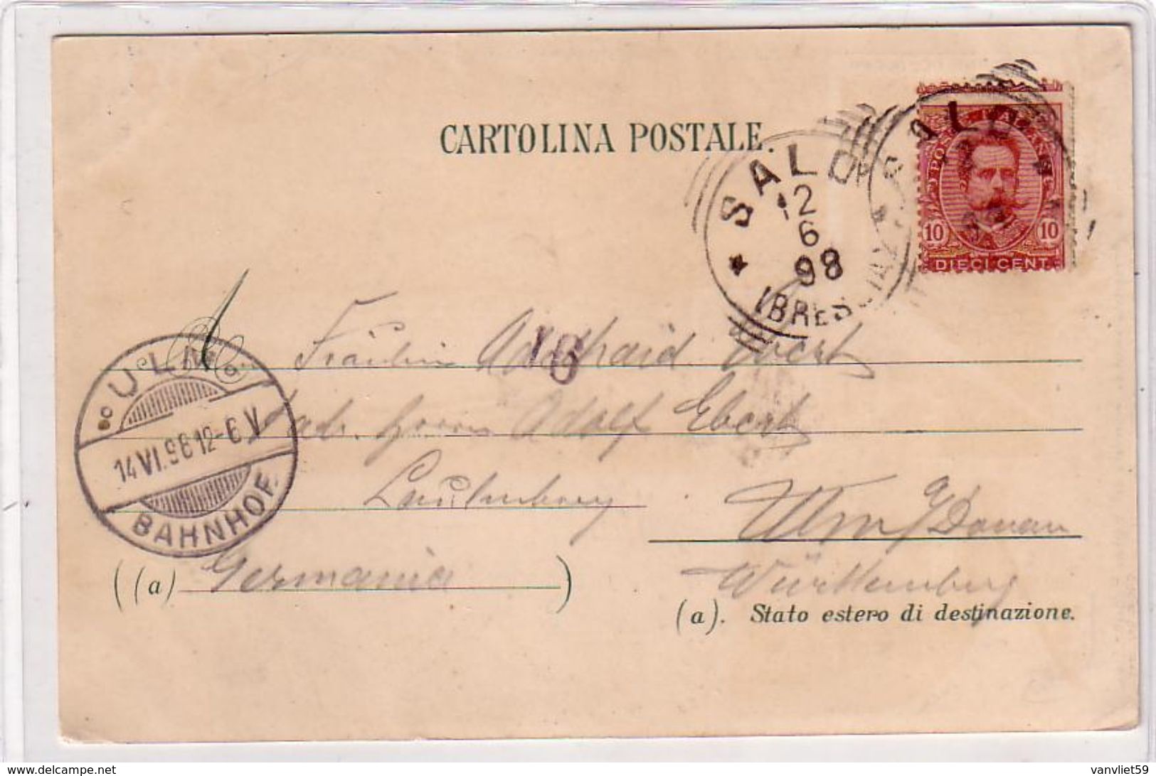 SALò-BRESCIA-LAGO DI GARDA-GRUSS MULTIVEDUTE-LITHO VIAGGIATA IL14-6-1898 - Brescia