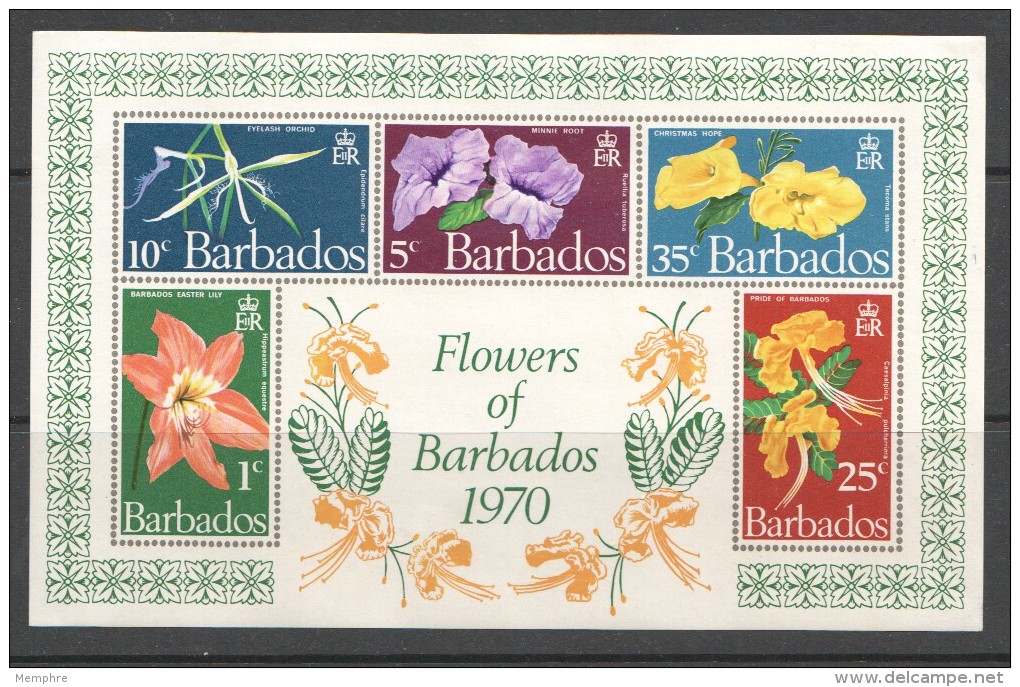 BARBADOS  1970  Flowers Of Barbados  MS   UM - MNH - Barbados (1966-...)