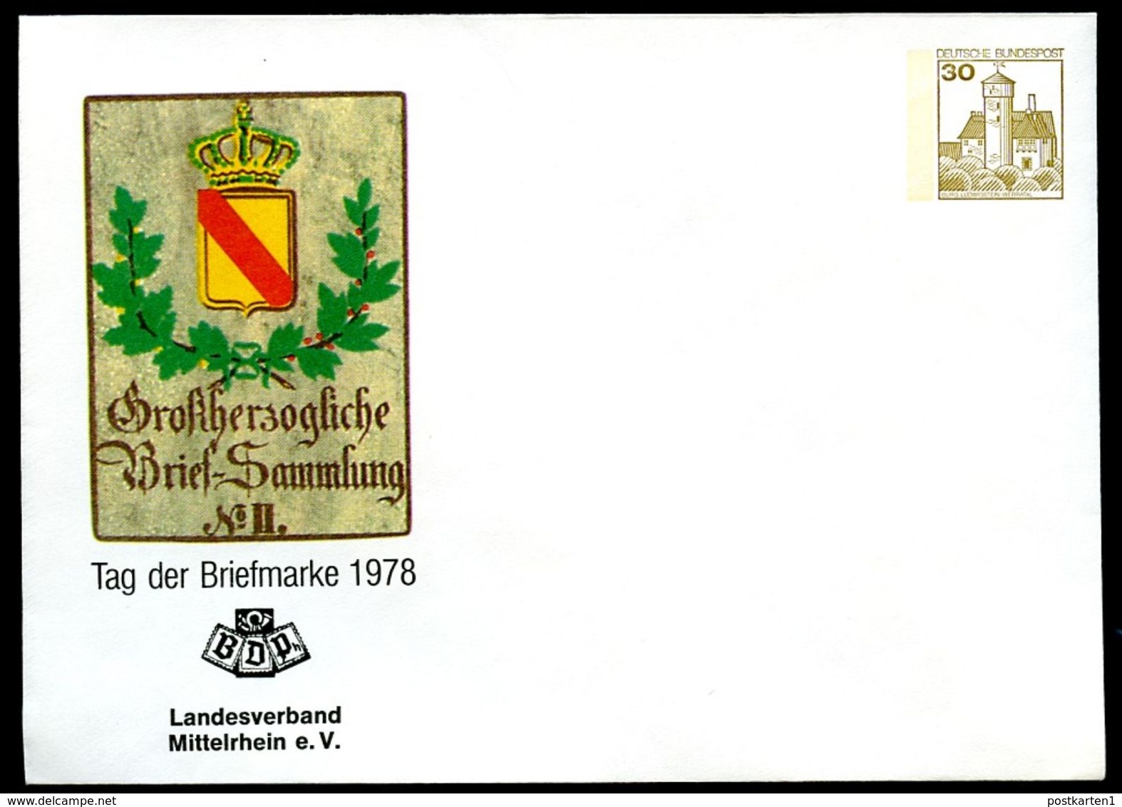 Bund PU108 C1/014 Privat-Umschlag TAG DER BRIEFMARKE LV MITTELRHEIN 1978 - Enveloppes Privées - Neuves