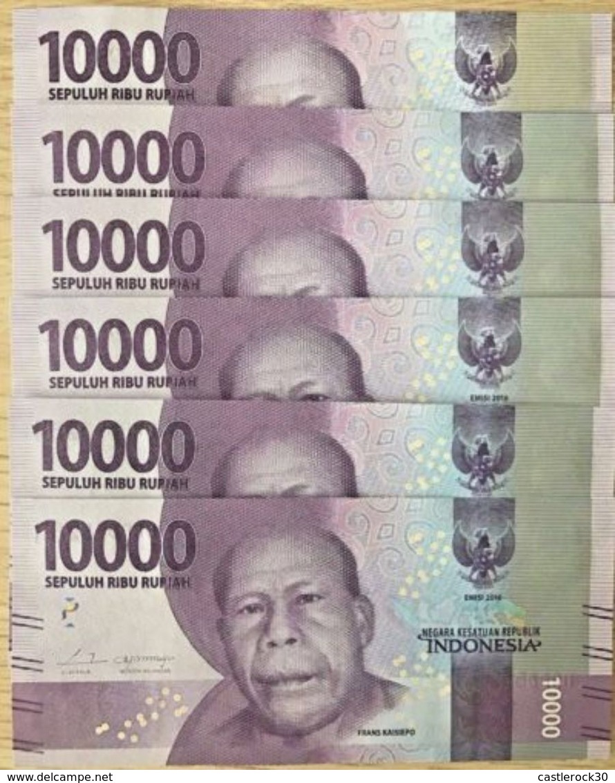 C) INDONESIA BANK NOTE 10,000 RUPIAHS UNC ND 2016 - 6PCS - Indonesia