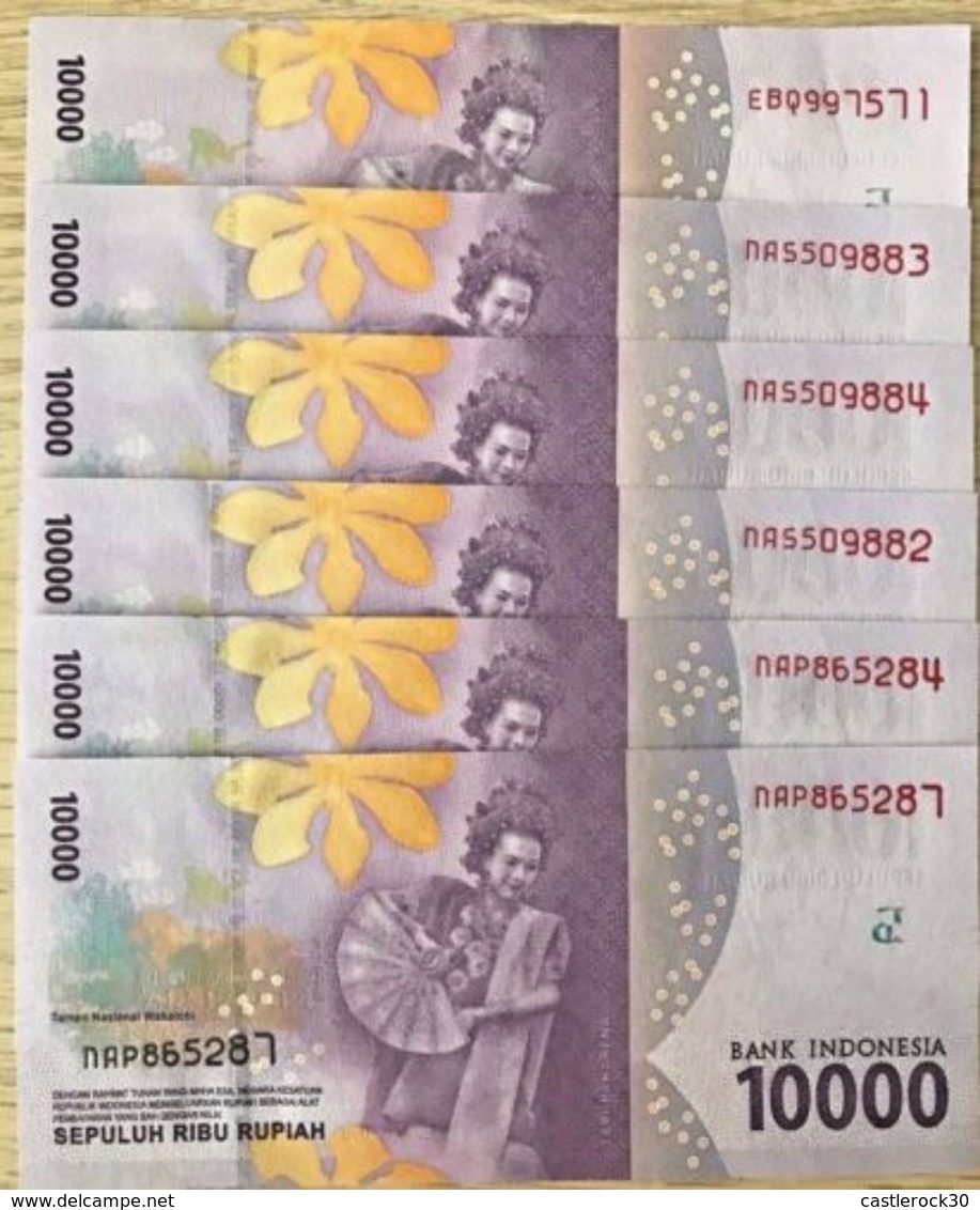 C) INDONESIA BANK NOTE 10,000 RUPIAHS UNC ND 2016 - 6PCS - Indonesia