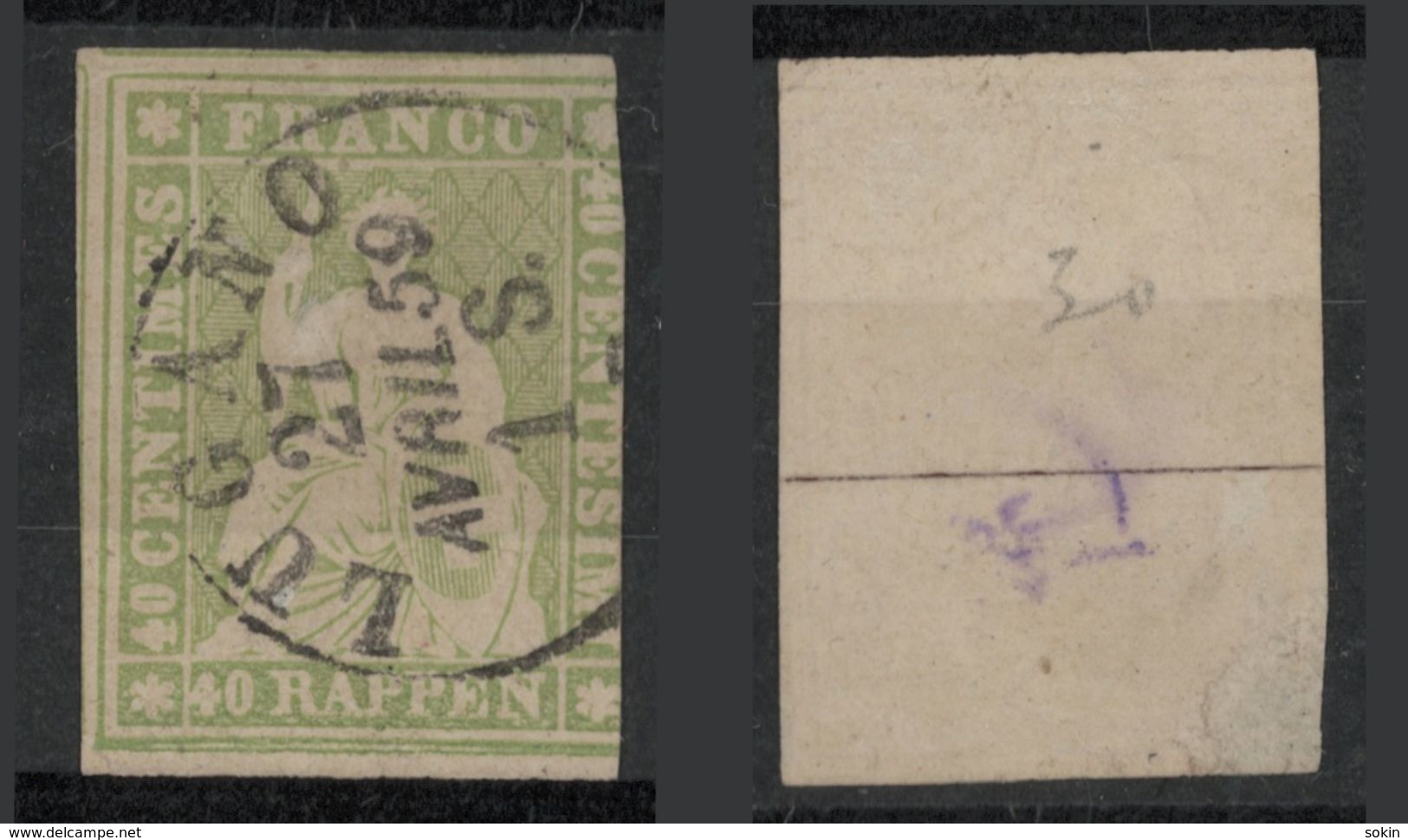 SVIZZERA - HELVETIA - (Vedere Fotografia) (See Photo) - 1962-81 - 40r Verde F.R.B - Used Stamps