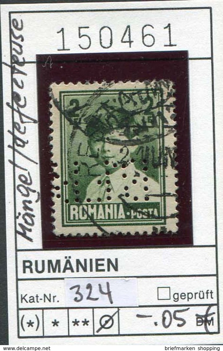 Rumänien - Roumenie - Rumania - Romania - Michel 324 - 7 perfins - oo oblit. used gebruikt (4 Mängel/defects/defaut)