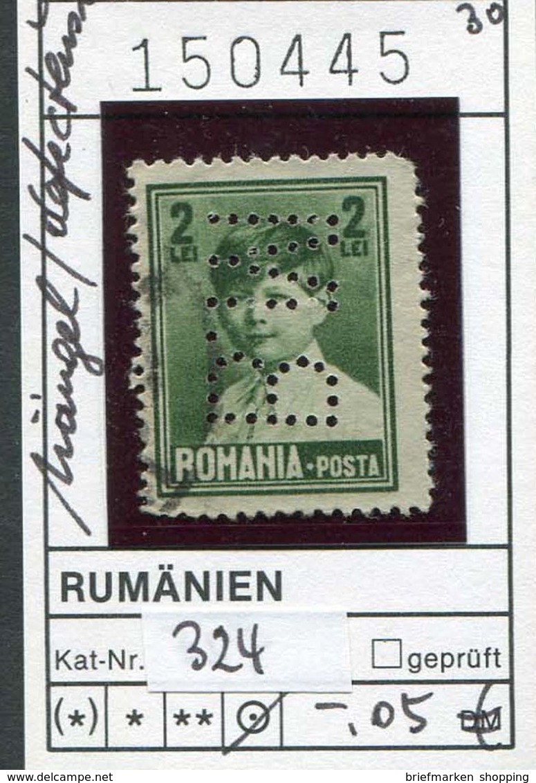 Rumänien - Roumenie - Rumania - Romania - Michel 324 - 7 perfins - oo oblit. used gebruikt (4 Mängel/defects/defaut)