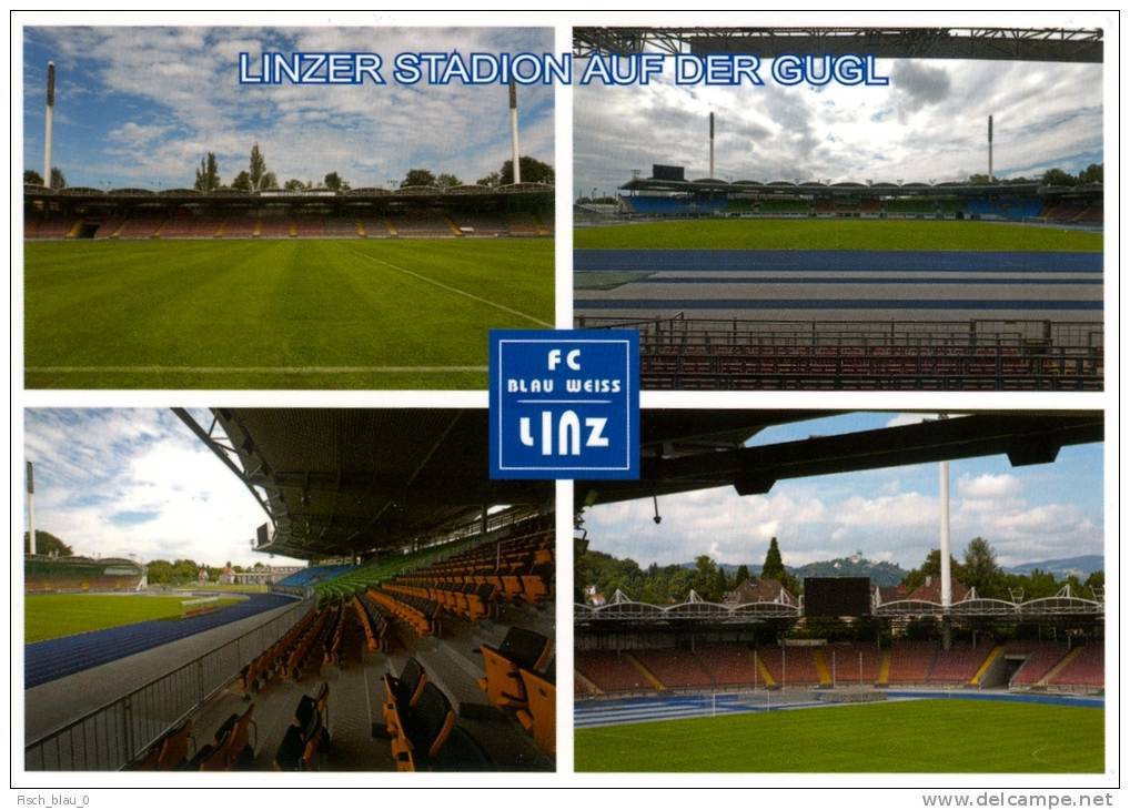 AK Linzer Stadion Postkarte FC Blau-Weiß Linz SK VÖEST Gugl Stahl BW Fußball 4 Ansichten Österreich Football Stadium SKV - Fussball