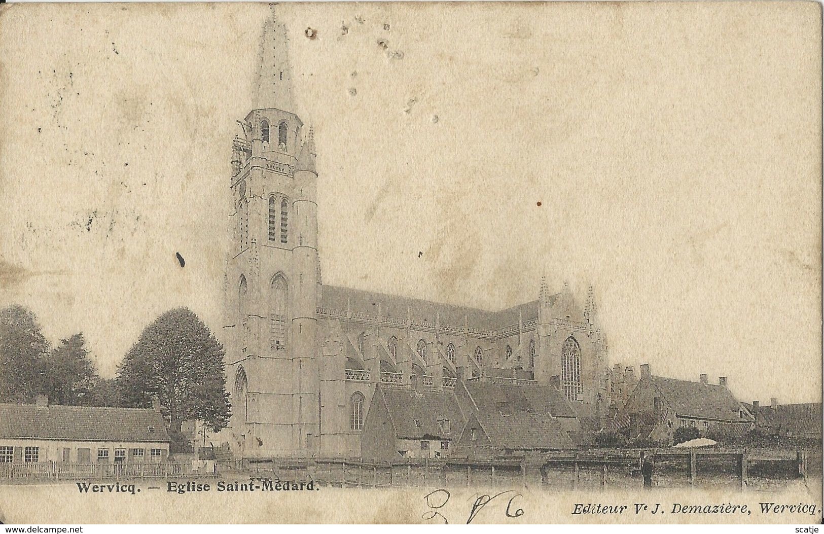 Wervicq   -   Eglise Saint-Medard   -   1902  Naar  Brugge   (Staat Van De Kaart-zie Scan) - Wervik