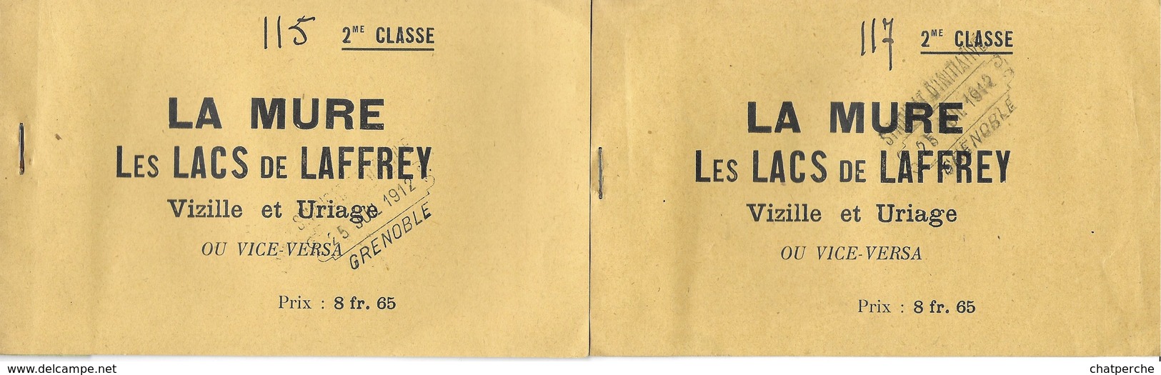 LOT 4 BILLETS TRANSPORT LA MURE LES LACS DE LAFFREY VIZILLE ET URIAGE PLM  JUILLET 1912 - Europe