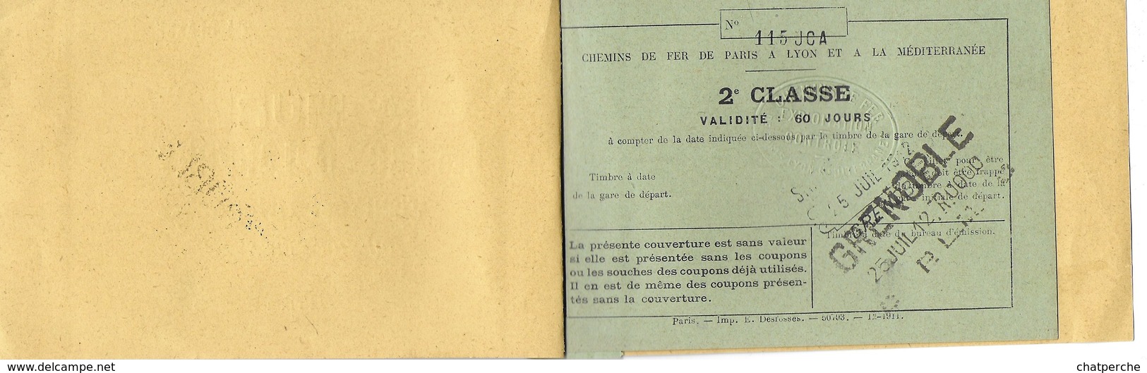 LOT 4 BILLETS TRANSPORT LA MURE LES LACS DE LAFFREY VIZILLE ET URIAGE PLM  JUILLET 1912 - Europe