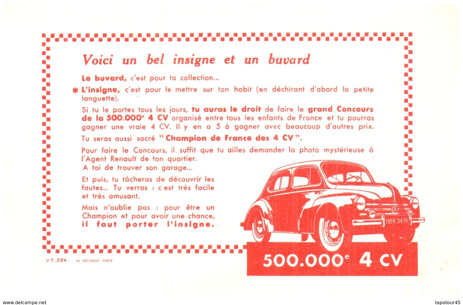 V R/ Buvard Voiture 4 Ch Renault (N= 3) - Automobile