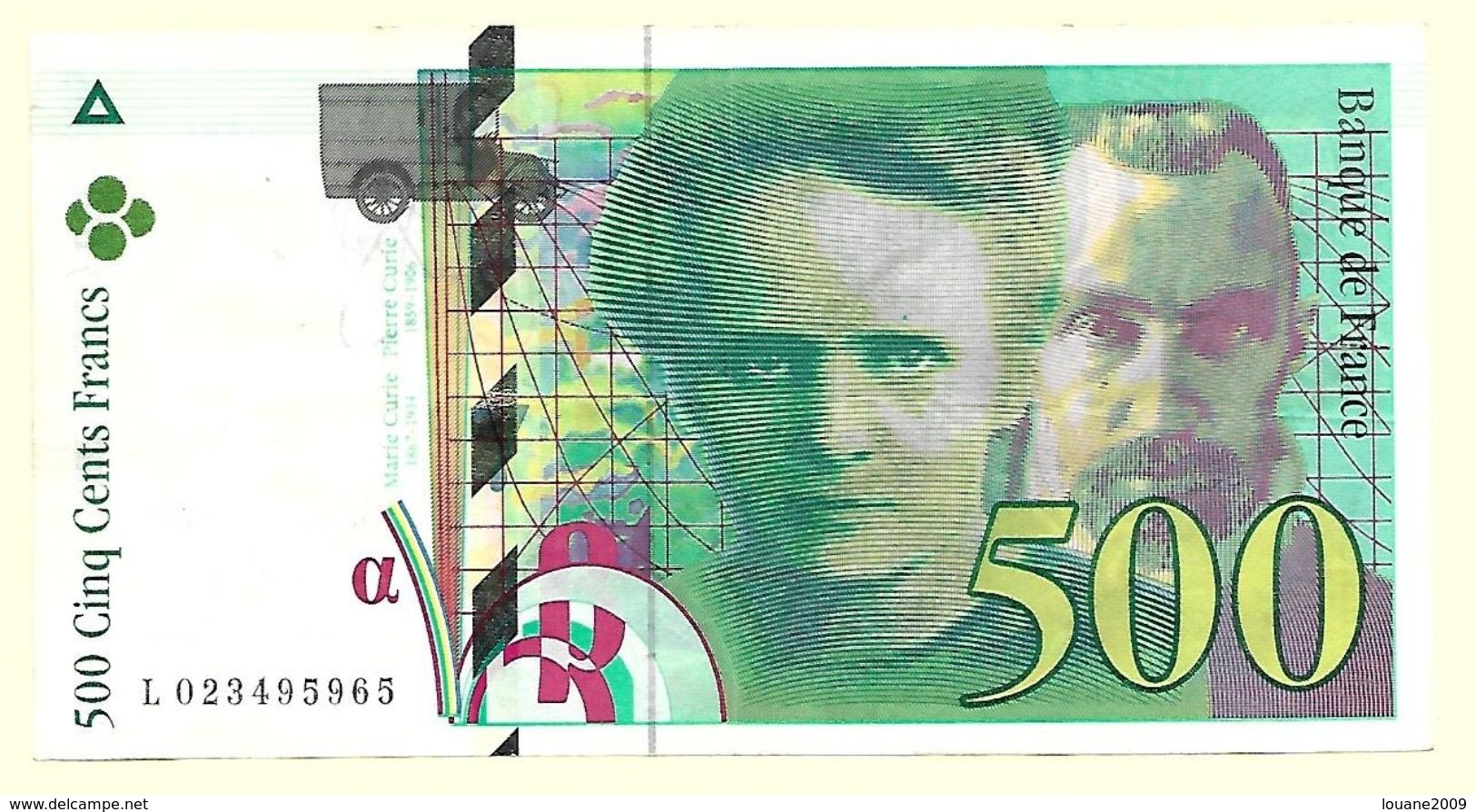 France - Billet 500 Francs Pierre Et Marie Curie 1994  N° L 023495965 - 500 F 1994-2000 ''Pierre Et Marie Curie''