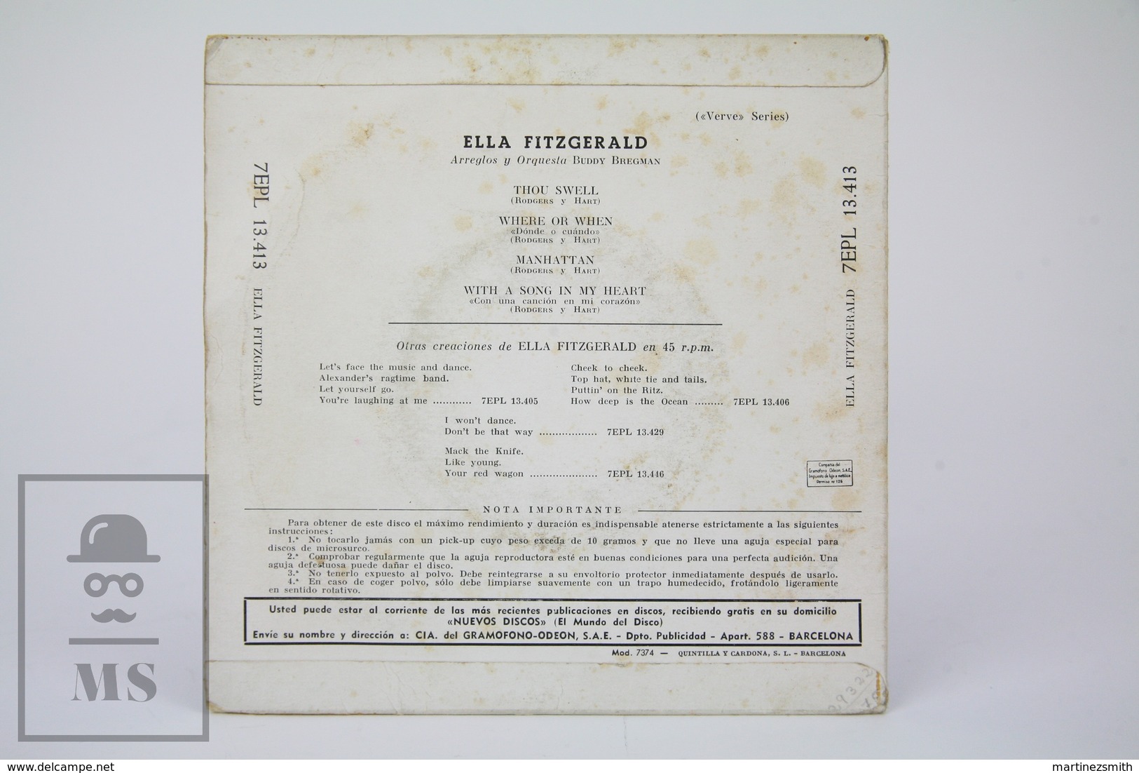 Ella Fitzgerald - 45 RPM Single - La Voz De Su Amo Records - Thou Swell - Otros & Sin Clasificación