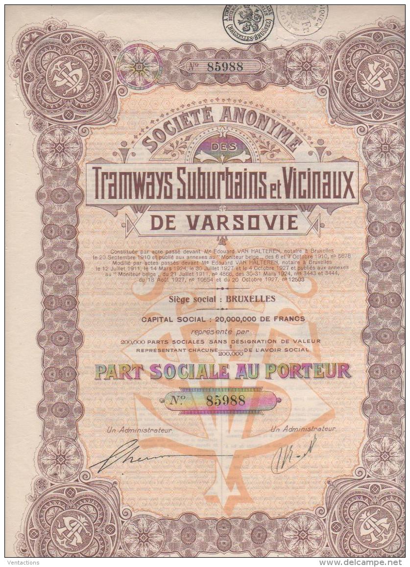 POLOGNE-TRAMWAYS SUBURBAINS Et VICINAUX De VARSOVIE. 1927 - Other & Unclassified