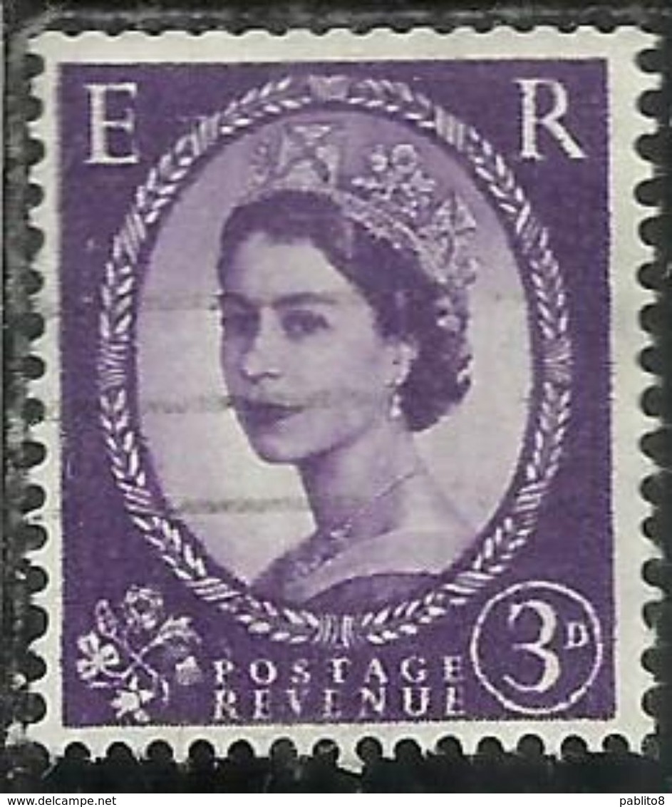 GREAT BRITAIN GRAN BRETAGNA 1952 - 1954 QUEEN ELIZABETH II 1953 REGINA ELISABETTA 3p USATO USED OBLITERE' - Oblitérés