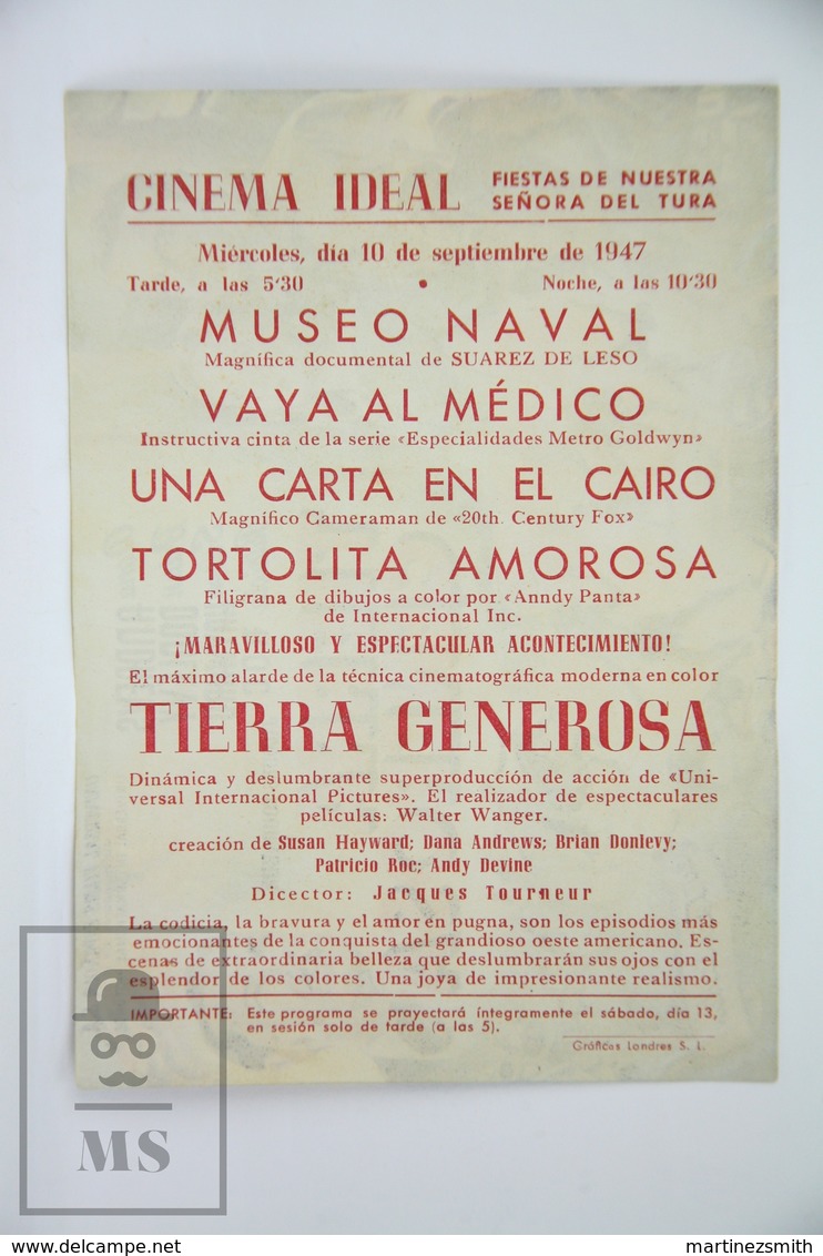 1946 Cinema/ Movie Advertising Leaflet - Canyon Passage - Pubblicitari