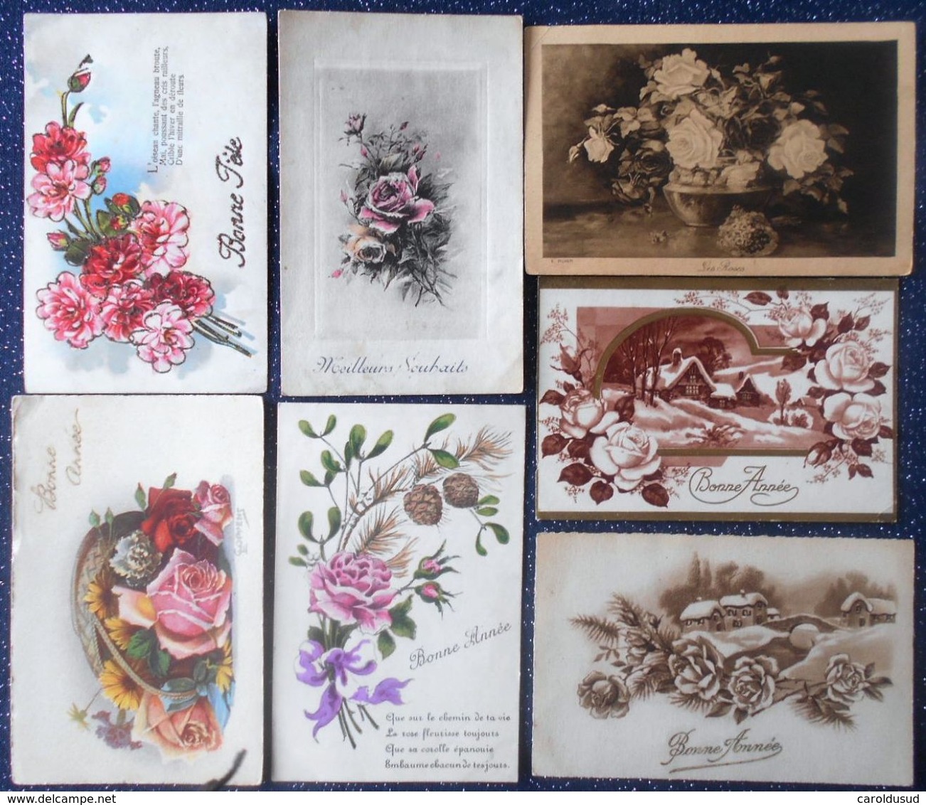 Cp Lot 7x Litho Illustrateur M.D. HAREF P.F.B. ORENS BROCHERIOUX ADAM COPPENS Fleur Rose Roses FANTAISIE - Colecciones Y Lotes