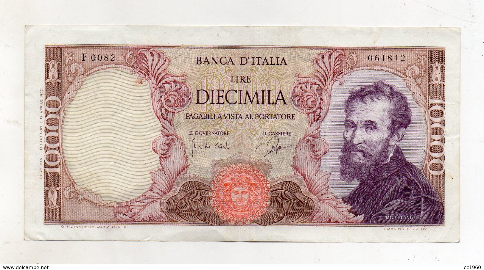 Italia - Banconota Da Lire 10.000 "Buonarroti" Decreto 03.07.1962 -  (FDC8535) - 10000 Lire