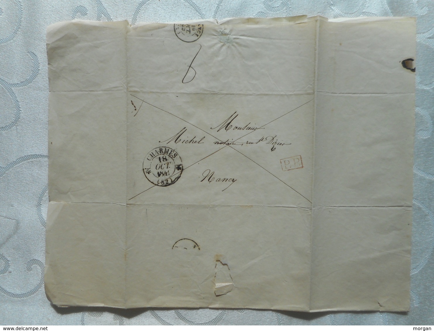 1841, CACHET A DATE SUR LETTRE DE MATHIEU DE DOMBASLE, 1841, CHARMES A NANCY,  LORRAINE, ROVILLE - 1801-1848: Précurseurs XIX