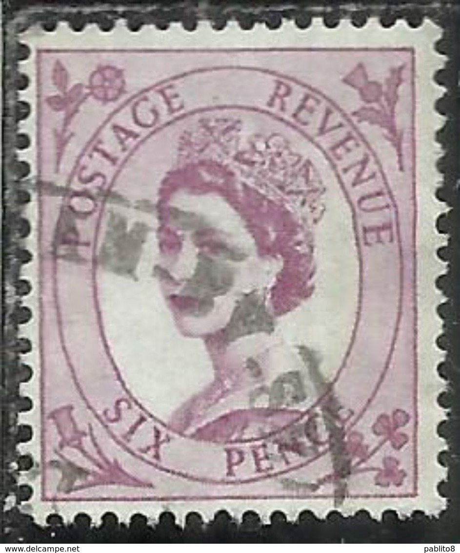 GREAT BRITAIN GRAN BRETAGNA 1952 - 1954 QUEEN ELIZABETH II 1953 REGINA ELISABETTA 6p SIX PENCE USATO USED OBLITERE' - Used Stamps
