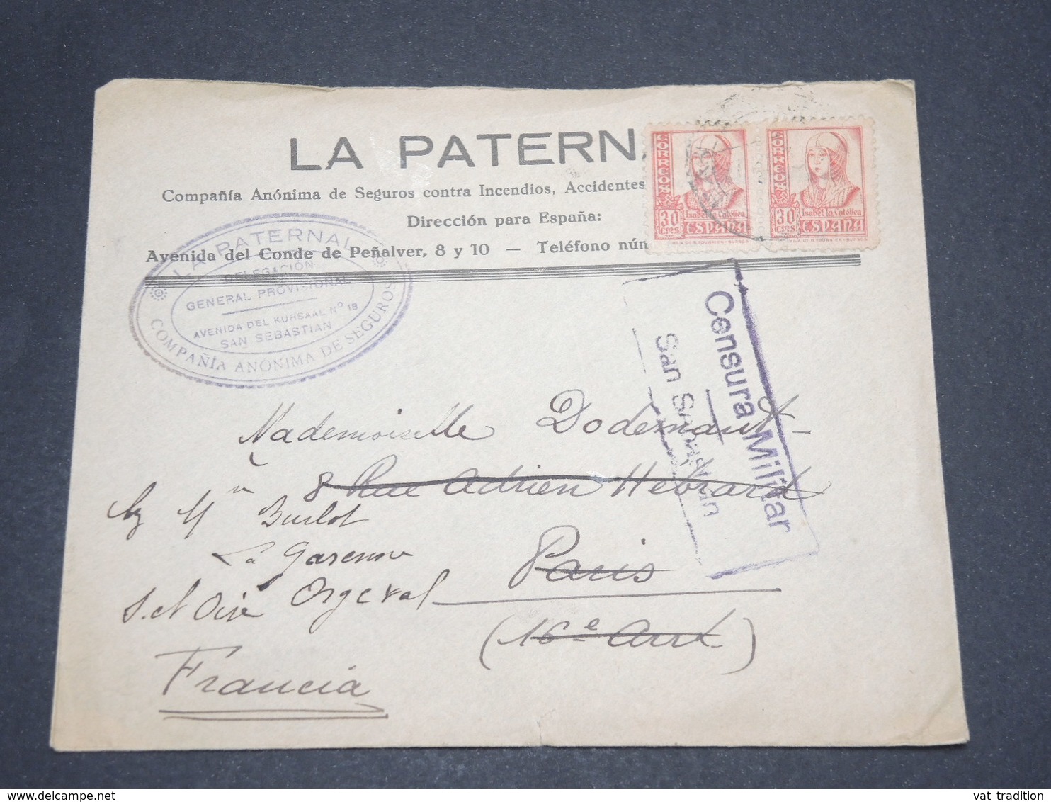 ESPAGNE - Enveloppe Commerciale De San Sebastian Pour La France En 1937 Avec Censure - L 13948 - Marcas De Censura Republicana