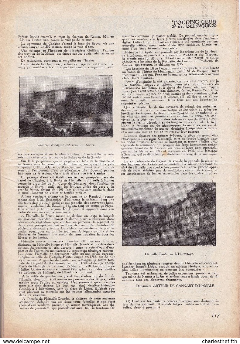 TOURING CLUB Du 1er Mars 1920 - Reportages LA CHASSE AUX SOUS-MARINS + VILLAGES D' ENGIS A LIEGE - Documentos Históricos