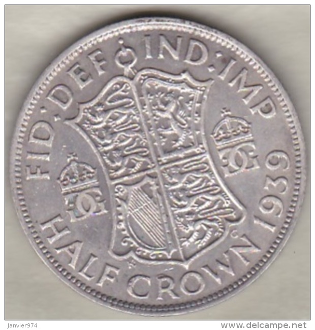 Grande Bretagne . &frac12; Crown 1939 . George VI. En Argent - K. 1/2 Crown