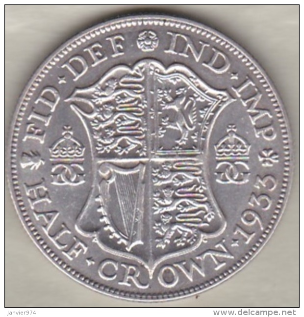 Grande Bretagne . &frac12; Crown 1933 . George V. En Argent - K. 1/2 Crown