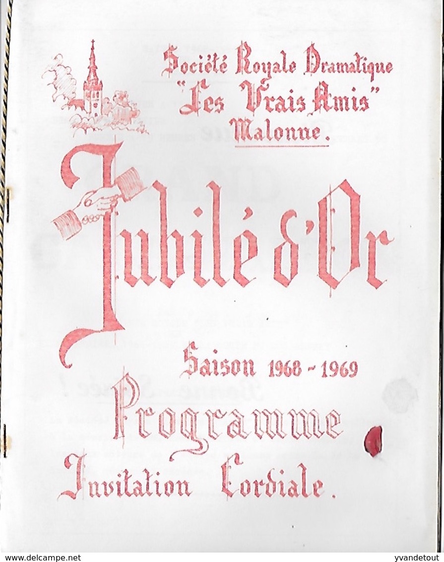 Programme. Jubilé D'Or. 1968/69. Wallon. Malonne. Namur - Programmes