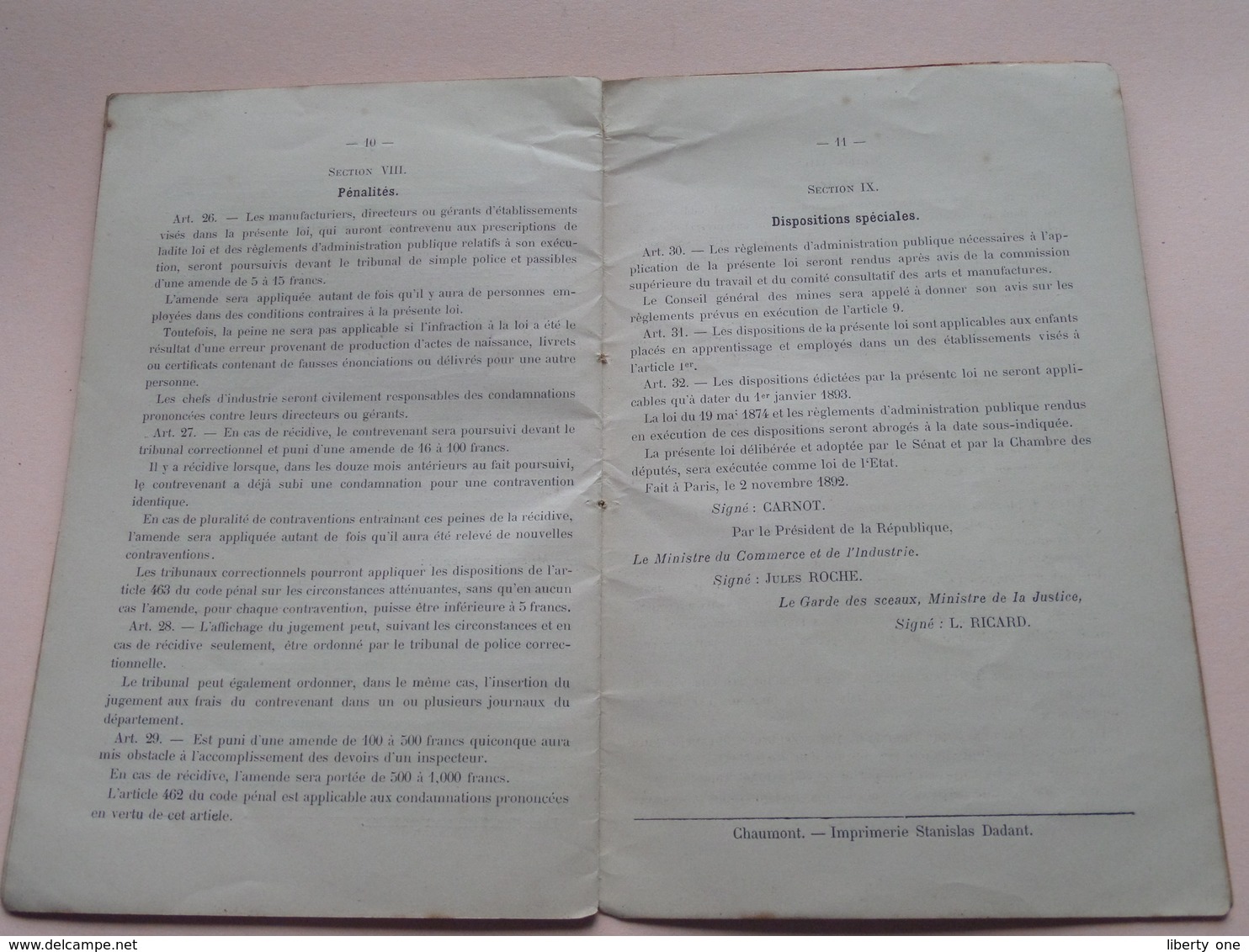 LIVRET -Travail des Enfants dans L'INDUSTRIE Haut-Marne CHAUMONT ( Cossanovick Bayel Aube) Anno 1908 / 13 ( Voir photo )