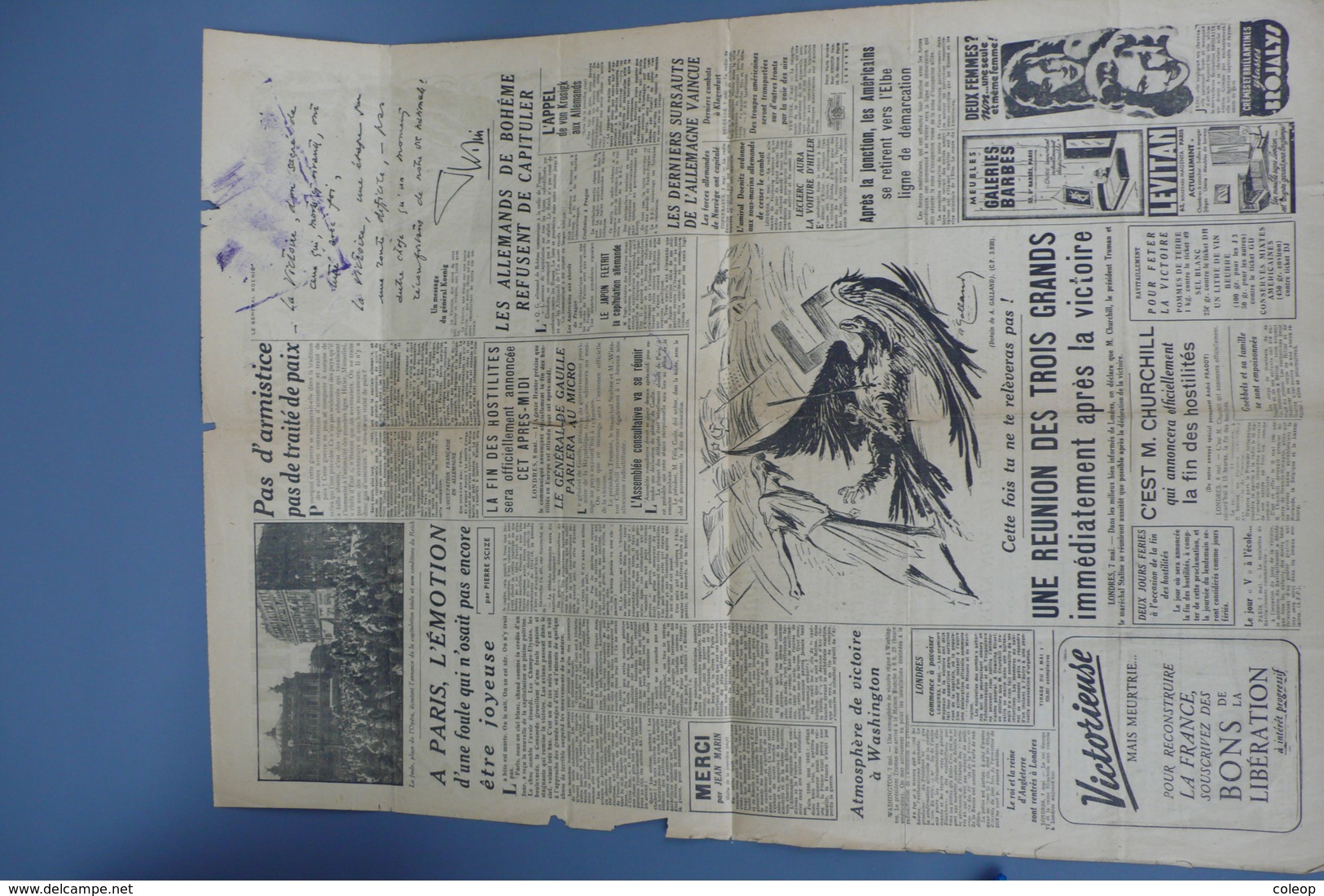 Journal De La Capitulation Allemande 8 Mai 1945 Nouvelles Du Matin - Autres & Non Classés