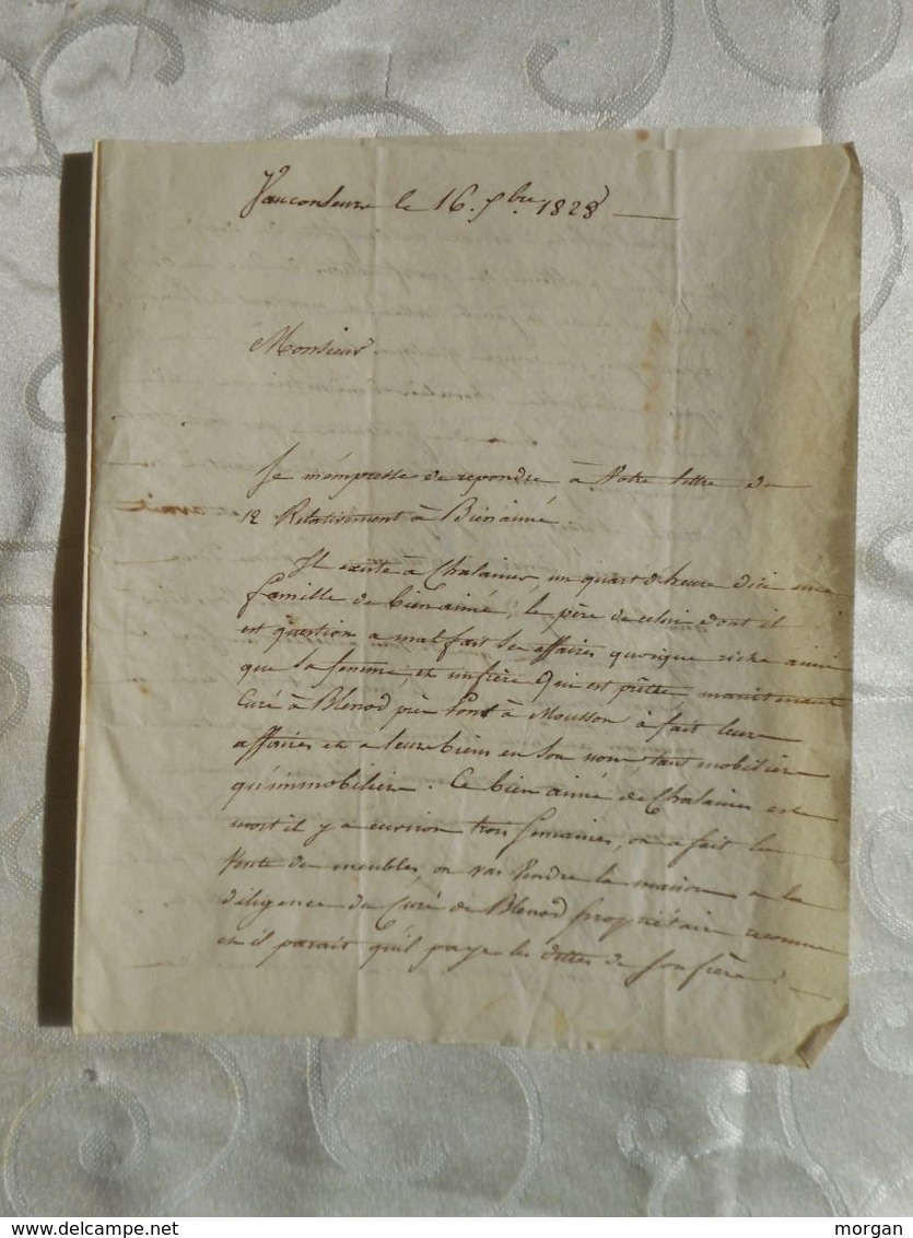 1828, CACHET A DATE SUR LETTRE 1828, VAUCOULEURS VERS NANCY, LORRAINE - 1801-1848: Précurseurs XIX