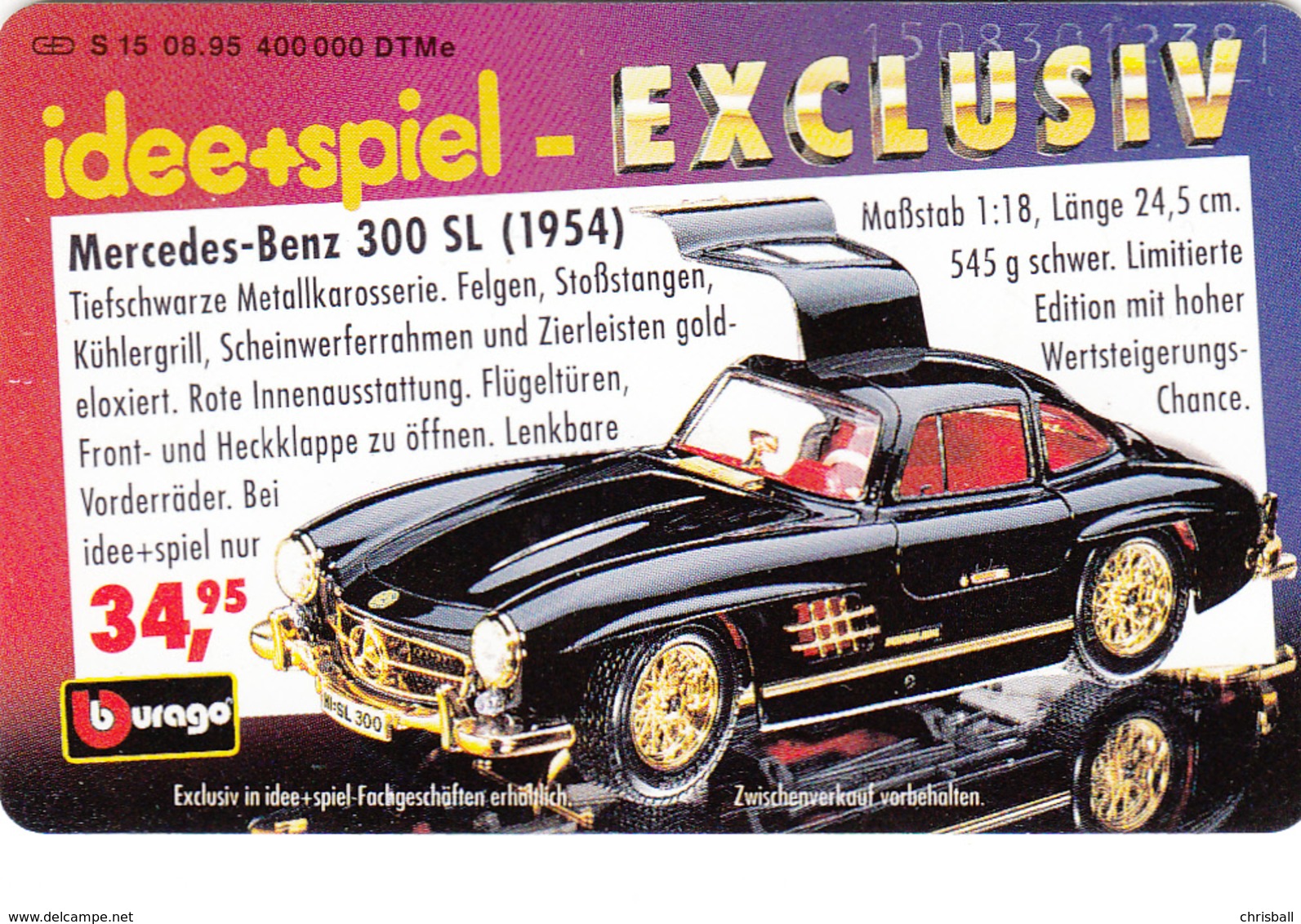 Germany  Phonecard - Mercedez - Superb Fine Used - S-Series : Tills With Third Part Ads