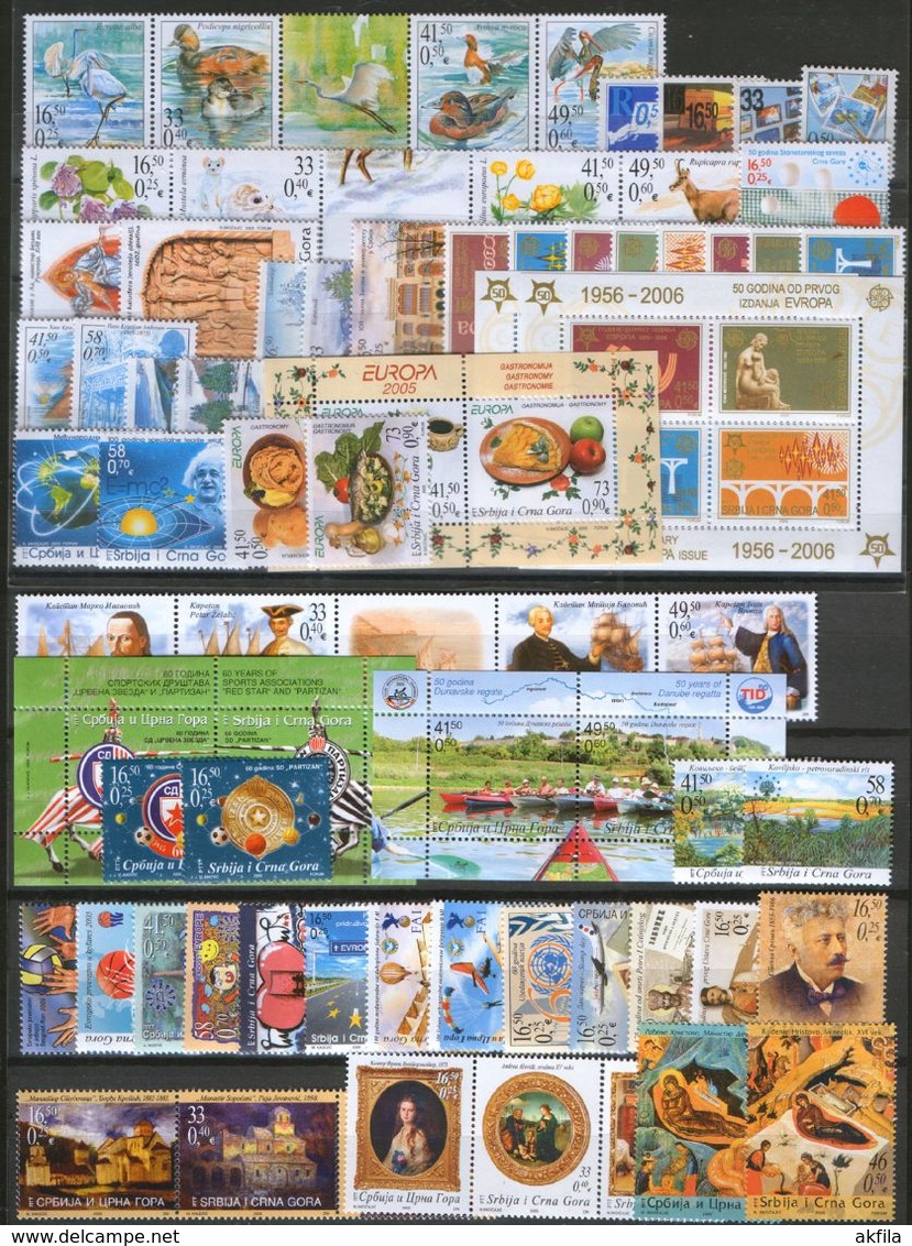 Yugoslavia (Serbia And Montenegro) 4 Complete Years From 2003 Till 20.6.2006, MNH (**) - Collections, Lots & Series