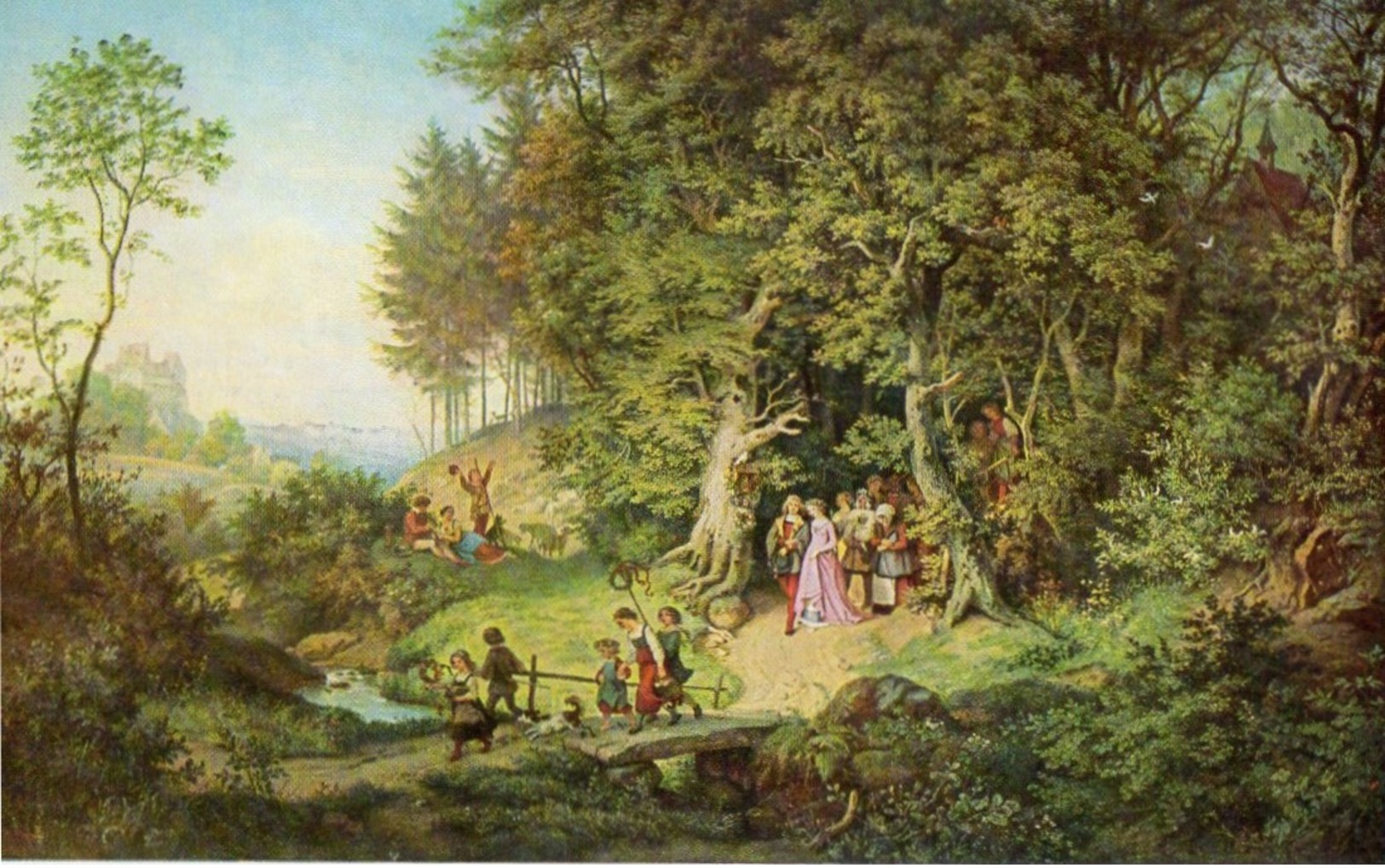 Adrian Ludwig Richter - Brautzug Im Frühling - Schilderijen