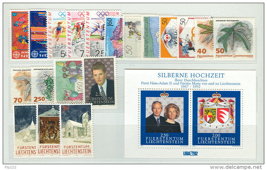 Liechtenstein 1992 Annata Completa / Complete Year Set **/MNH VF - Vollständige Jahrgänge