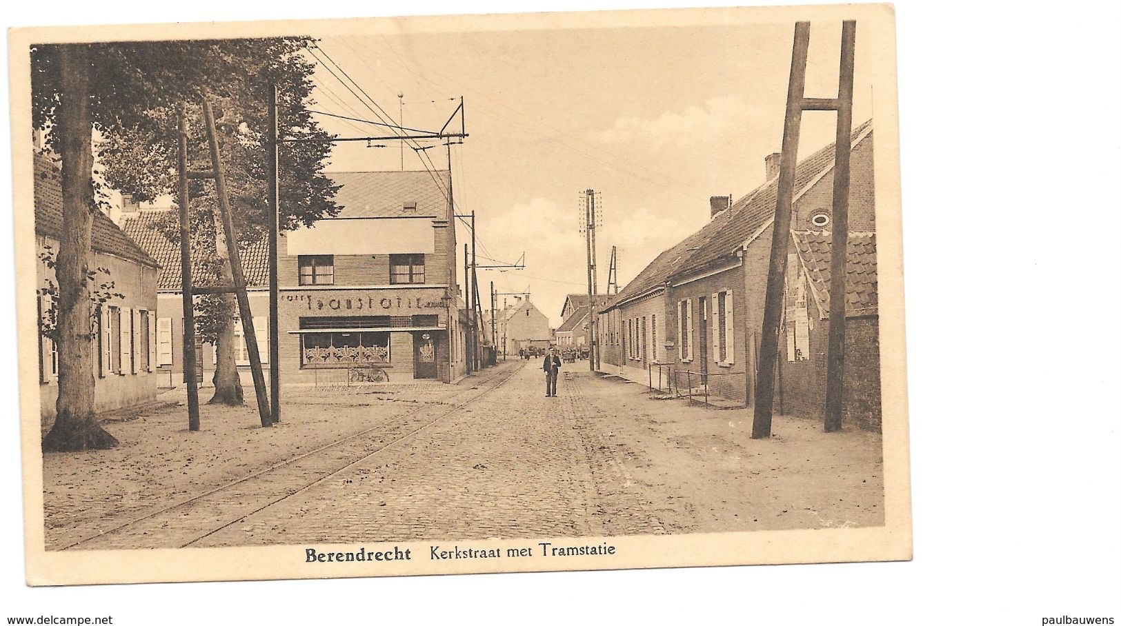 Antwerpen, Berendrecht, Kerkstraat Met Tramstatie én Postzegel - Antwerpen